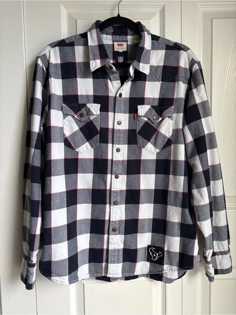 Levi’s NFL Houston Texans Plaid Flannel Shirt Mens Buffalo Checkered Size Large